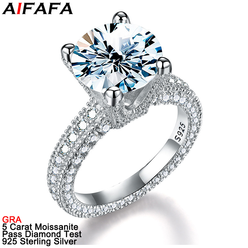 Sterling Silver Ring - 5 قيراط مويسانيتي حقيقي خواتم الماس