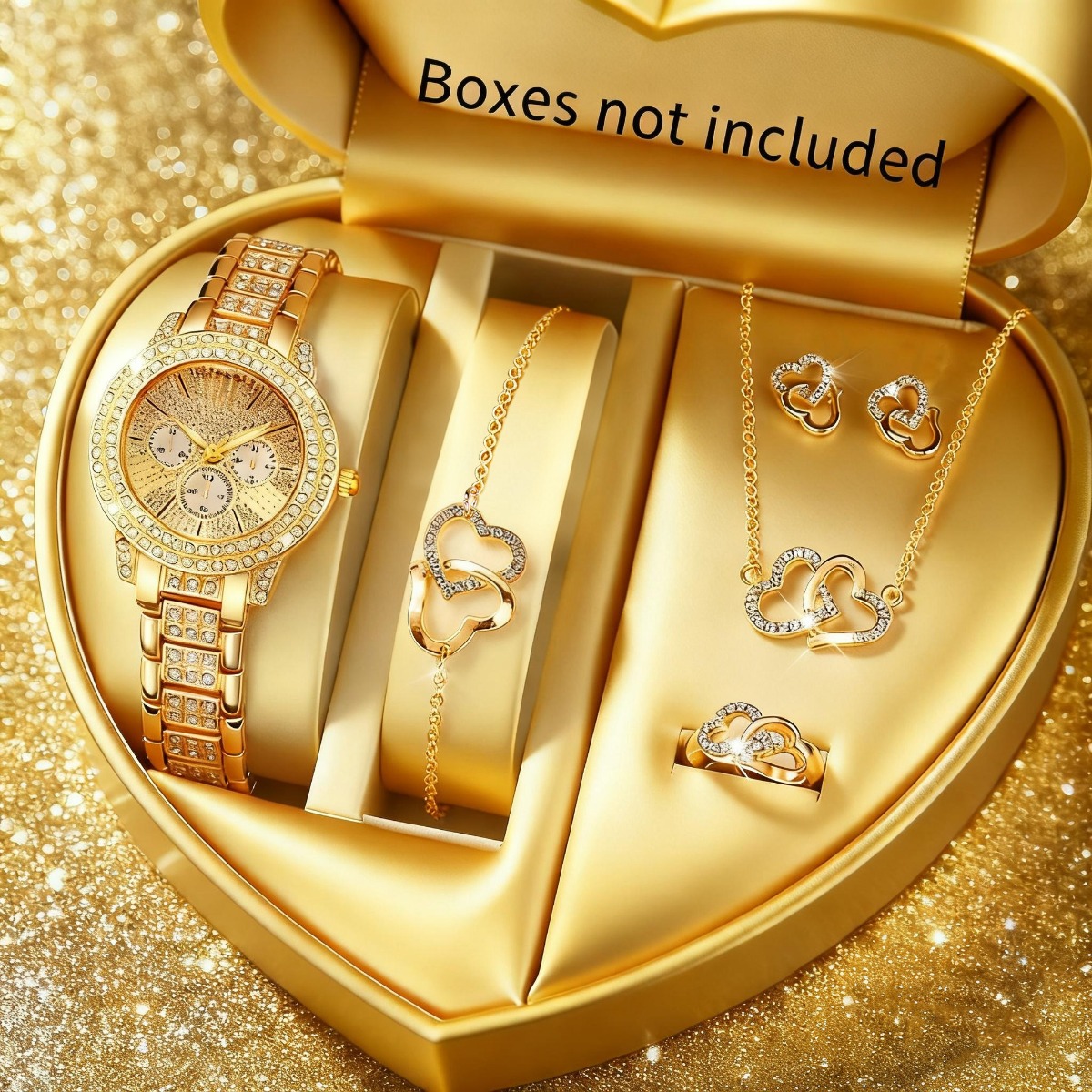 Mystery Jewelry Jar Watches - 6 قطع الفاخرة حجر الراين النساء