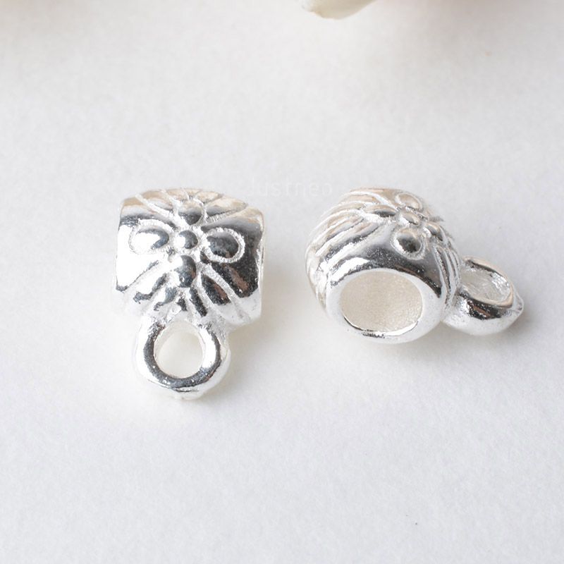 Sterling Silver Ring - موصل حبة فاصل أنبوب من الفضة