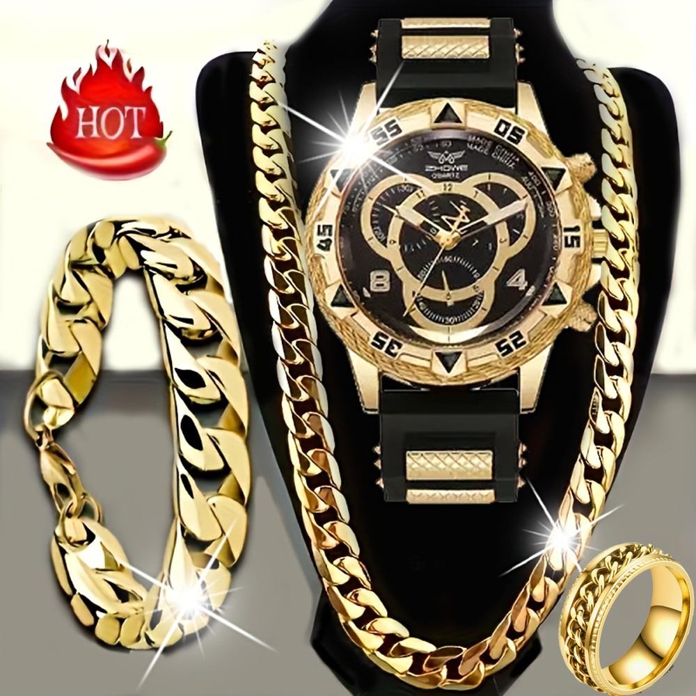 Mystery Jewelry Jar Watches - طقم فاخر للرجال مكون من 4