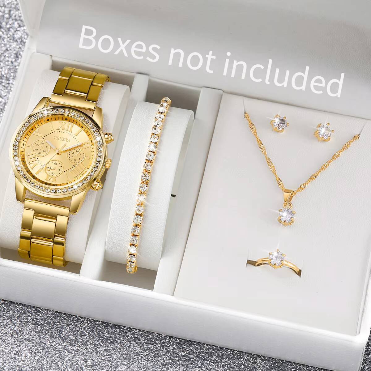 Mystery Jewelry Jar Watches - 6 قطع/مجموعة ساعات نسائية أنيقة مرصعة