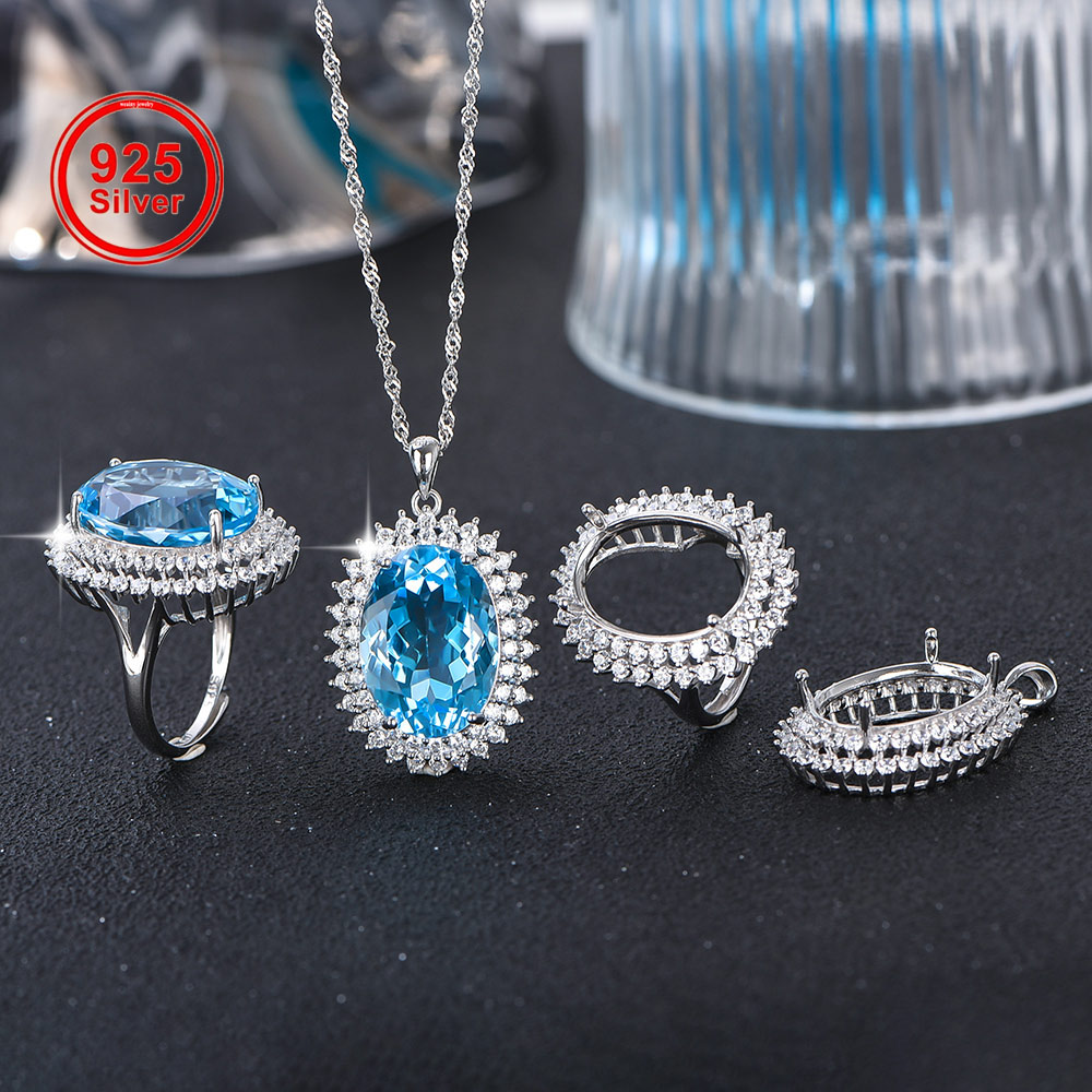 Sterling Silver Ring - 13x18 مللي متر S925 فضة قلادة