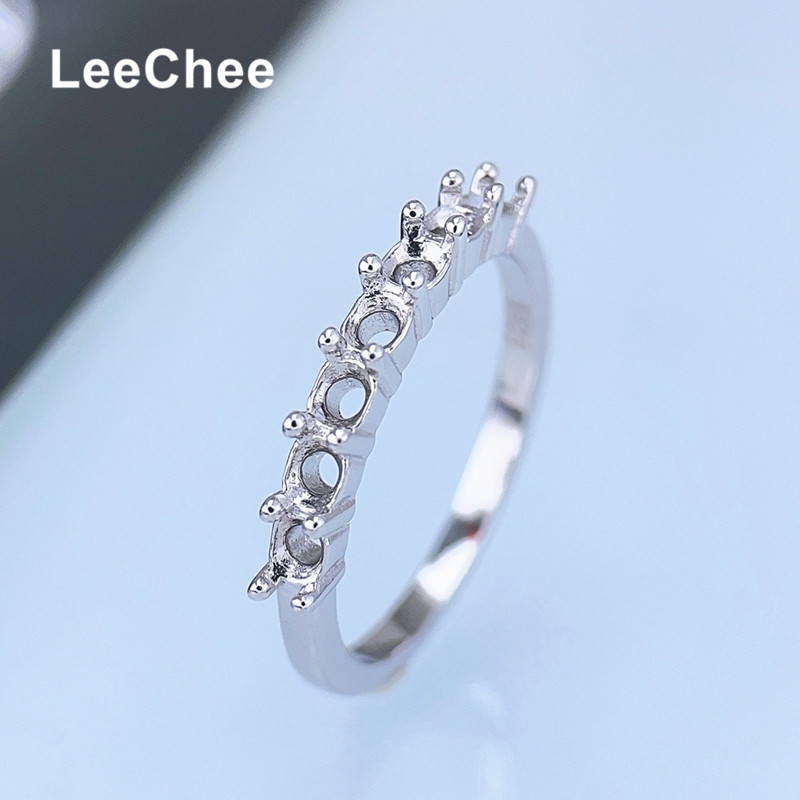 Sterling Silver Ring - إعدادات حلقة الفرقة الثابتة للمويسانيتي أو